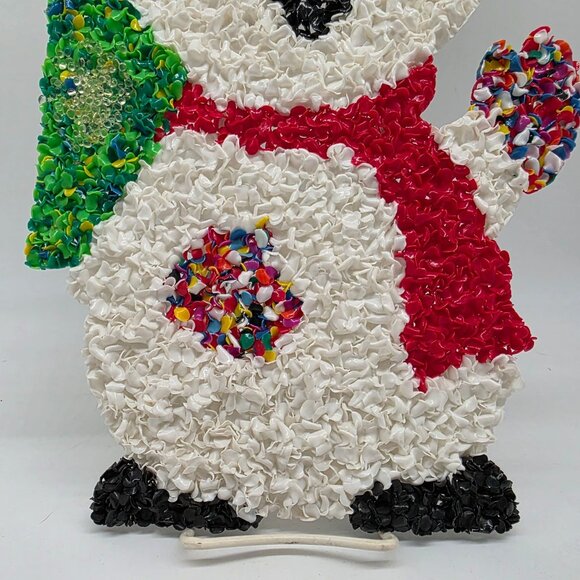 Vintage Melted Plastic Popcorn Snowman Ornament Decoration 18.5" - Picture 6 of 8